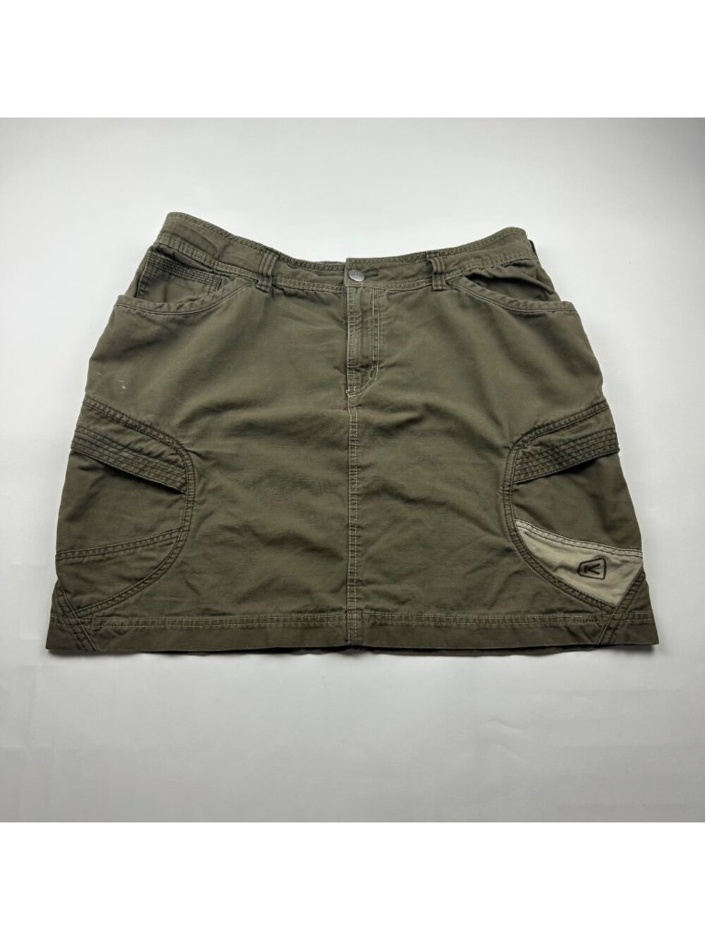 Keen Dark Olive Canvas Cargo Mini Skirt 16